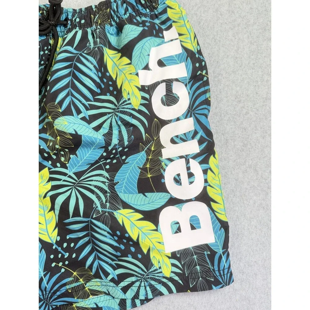 Bench Men's Swim Trunks Board Shorts M EU 50 Tropical Leaf Print Black Blue